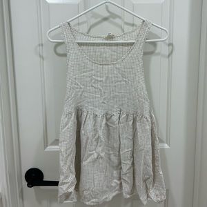 Babydoll Peplum Beige Picnic Patterned Top